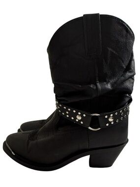 Shyanne Tammye Slouch Boots Black Leather Western Cowgirl Country Festival 7 1/2